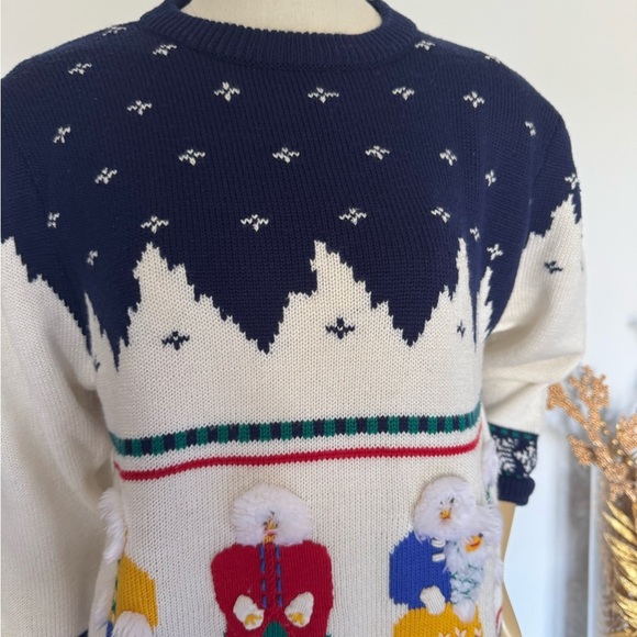 Vintage Jennifer Moore hand knit novelty rare winter arctic Eskimo sweater. - Picture 12 of 13